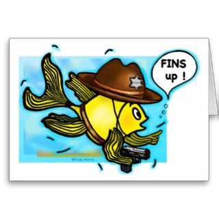 Sheriff Fish   funny cute Sparky cartoon card
