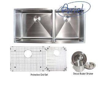 Ariel   42 Inch Stainless Steel Undermount Double Bowl Kitchen Sink 15mm Radius Design with Accessories   Single Bowl Sinks  