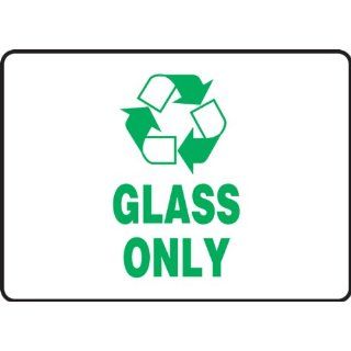 Accuform Signs MPLR560VS Adhesive Vinyl Safety Sign, Legend "GLASS ONLY" with Graphic, 7" Width x 10" Height, Green on White: Industrial Safety Rope Barriers: Industrial & Scientific
