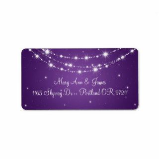 Elegant Wedding Address Sparkling Chain Purple Custom Address Labels