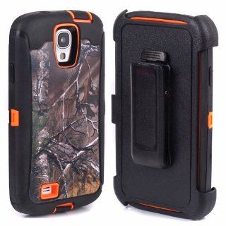 Huaxia Datacom Camo Tree Defender Military Grade Hybrid Case w/ Holster and Belt Clip For Samsung Galaxy S4 SIV I9500   Camo Tree on Orange: Cell Phones & Accessories