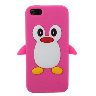 black 3D Cute Cartoon Penguin Soft Silicone Back Cover Case Skin for iPhone5 5G: Cell Phones & Accessories