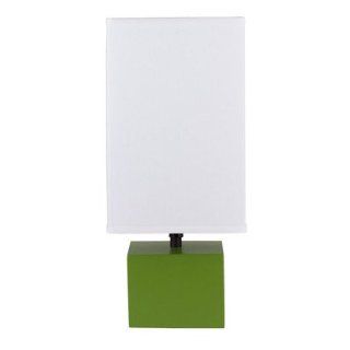 Devo Square Table Lamp Base Finish: Grass, Shade Color: Natural Linen    
