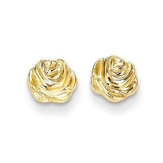 MadiK 14k Yellow Gold Polished Rose Flower Shape Post Stud Earrings: Jewelry