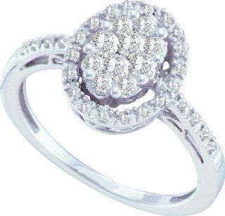 Ladies 14K White Gold .50ct Diamond Oval Shaped Bridal Set Ring: Wedding Ring Sets: Jewelry