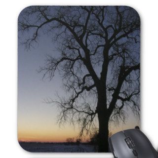 Stark tree photographed against winter sunset mousepad