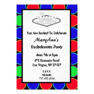 5x7 Vegas Polkadots Bright Bachorette Party Invite