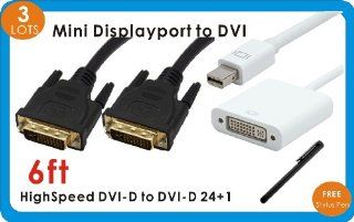 YarMonth Mini Display Port to DVI Male / Female Adapter + High Speed DVI D to DVI D Male to Male Dual Link DVI Cable 6FT NEW + Free Stylus Pen for ALL Touch Screen Cell Phone and Tablets: Computers & Accessories