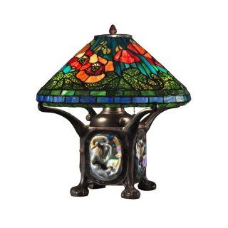 Dale Tiffany TT12329 Poppy Table Lamp with Night Light, Dark Antique Bronze    