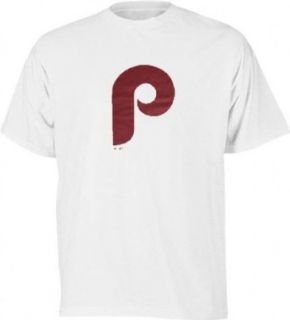 Philadelphia Phillies  White  Cooperstown Throwback Official Logo T Shirt   Medium : Sports Fan T Shirts : Clothing