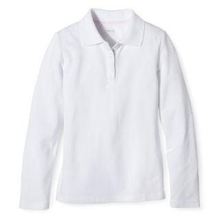 Cherokee Girls School Uniform Long Sleeve Polo   White L