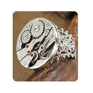 Steampunk Silver Watch Gears Ring: Jewelry