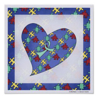 Autism Awareness Puzzle Piece Heart Print