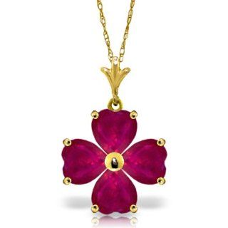 14K 18" Yellow Gold Heart shaped Natural Ruby Pendant Necklace: Jewelry