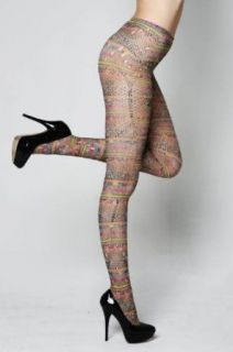Fashion Mic Womens All Over Print Color Fishnet Tights (free size, floral)