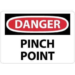 NMC D599PB OSHA Sign, Legend "DANGER   PINCH POINT", 14" Length x 10" Height, Pressure Sensitive Vinyl, Black/Red on White: Industrial Warning Signs: Industrial & Scientific