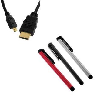 Fosmon Micro HDMI Male to HDMI Male + 3 Pack of Stylus (Red, Black, Silver) Compatible with ASUS Eee Pad Transformer TF201 Computers & Accessories