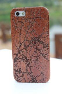 Dealinthebox Bird Tree Natural Dark Walnut Wooden Hard Wood Cover Case for Apple iPhone 5: Cell Phones & Accessories
