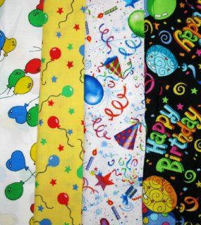 Set of 4 FAT QUARTERS Fabric ~ BIRTHDAY THEME ~ Quilt ~ Crafts ~ Sewing : Other Products : Everything Else