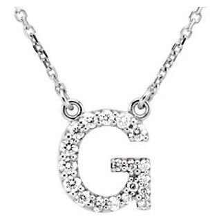 14k White Gold Diamond Alphabet Letter E Necklace (1/6 Cttw, GH Color, l1 Clarity), 16.25": Pendant Necklaces: Jewelry