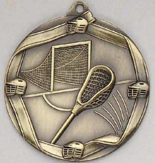 2 1/4" Gold Lacrosse Medals with Red White Blue Neck Ribbon. (Any Qty Ships for a FLAT Rate of $5.49 via Priority Mail) : Sports & Outdoors