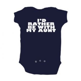 I'd Rather Be With My Aunt Navy Blue Baby One Piece Bodysuit: Clothing