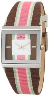 Anne Klein Women's 109031WTPK Trend Square Case Grosgrain Strap Watch: Watches