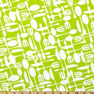 Timeless Treasures Fun Utensils Lime Fabric By The YD