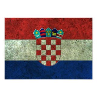 Croatian Flag Aged Steel Effect Personalized Invites