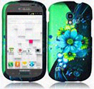 Blue Green Flower Hard Cover Case for Samsung Galaxy Exhibit SGH T599 T Mobile: Cell Phones & Accessories