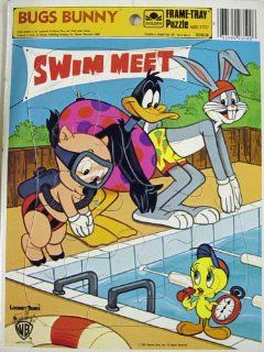 Looney Tunes Bugs Bunny, Porky Pig, Daffy Duck, and Tweety Bird at the Swim Meet Frame Tray Puzzle 