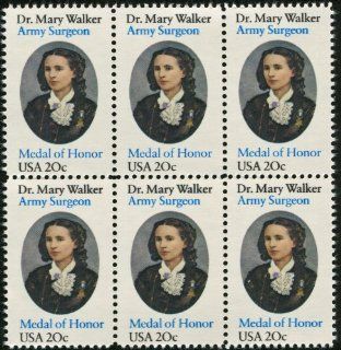 DR MARY WALKER ~ SURGEON ~ CIVIL WAR ~ MEDAL OF HONOR #2013 Block of 6 x 20 US Postage Stamps: Everything Else