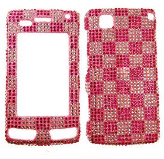 IMAGITOUCH(TM) LG Incite CT810 Full Diamond Rhinestone Snap on Hard Protector Case Cover Faceplate   Hot Pink Silver Checker Cell Phones & Accessories