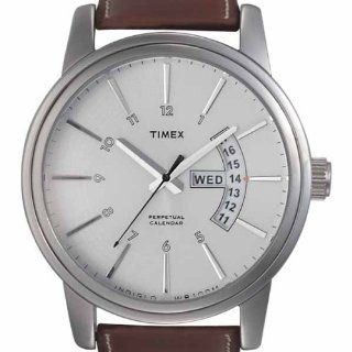Timex Men's T2K621 Premium Collection Perpetual Calendar Brown Leathe Strap Watch Watches