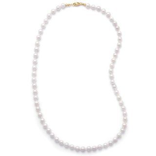 30 Inch 14k Yellow Gold 5.5 6mm (AAA) Akoya Pearl Necklace: West Coast Jewelry: Jewelry