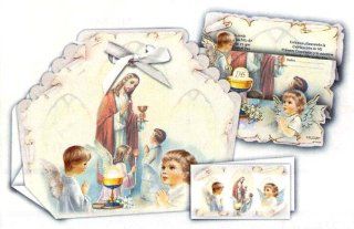 12 First Communion Bomboneiras, Thank You Cards, and Invitations with Envelopes, in Spanish (Made in Italy)   Boy : Party Invitations : Office Products