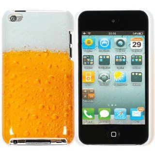 White and Orange Beer Hard Cover Case Skin for Apple ipod Touch 4 : MP3 Players & Accessories