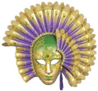 Forum Deluxe Mardi Gras Best Full Face Mask, Green/Gold/Purple, One Size: Clothing