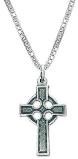 0.925 Sterling Silver Irish Celtic Cross Pendent and 16, 18, 20 or 24 inch 1mm box chain Necklace: Jewelry