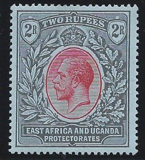 East Africa and Uganda Protectorates, Scott #50 Mint, King George V, 2r black & red on blue, Scarce Postage Stamp : Collectible Postage Stamps : Everything Else