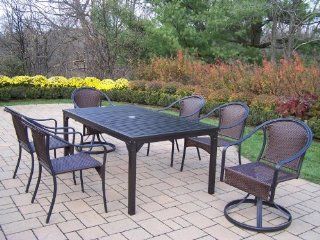 Oakland Living Rochester 7 Piece 67 by 40 Inch Tuscany Dining Set with 2 Swivel Chairs : Outdoor And Patio Furniture Sets : Patio, Lawn & Garden