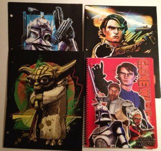 Star Wars Clone Wars   3 School Folders and 1 Spiral Notebook   Yoda, Anakin Skywalker, and Captain Rex : Project Folders : Office Products