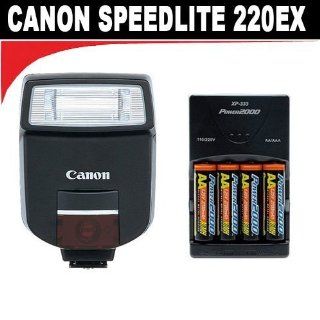 Canon Speedlite 220EX for Canon PowerShot S5 IS G7 G9 Digital Rebel XT XTi XSi EOS 40D Pro1 Pro 90 G Series and all EOS SLR Cameras + (4) 2700mAh AA NiMH Batteries & 110/220V Overnight Charger : Camera Accessories : Camera & Photo