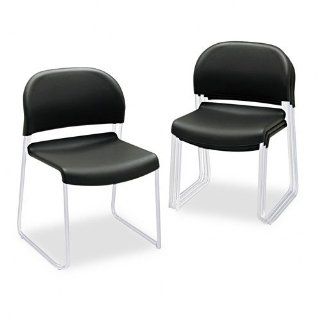HON Gueststacker Chair, Black with Chrome Legs, Four/carton: Office Products