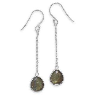 Sterling Silver Labradorite Chain Drop Earrings: Dangle Earrings: Jewelry