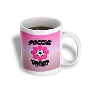 3dRose Soccer Mom Flower Ceramic Mug, 11 Ounce: Kitchen & Dining
