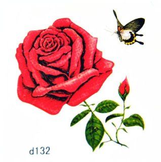 BT0061 Colorful Rose, Safe & Non toxic, Temporary Tattoo, Skin Body Art: Toys & Games