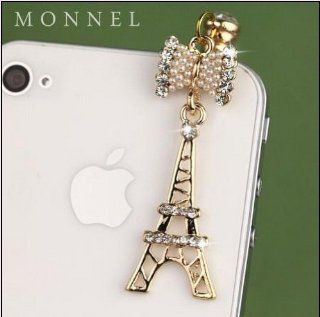 ip646 Cute Bow & Paris Tower Dust Proof Phone Plug Cover Charm For iPhone 4 4S: Cell Phones & Accessories