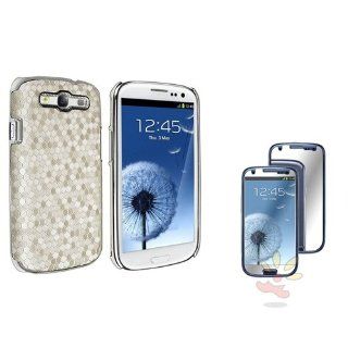 Everydaysource Compatible with Samsung Galaxy S III / S3, White Chrome Rear Snap on Leather Case + Mirror Screen Protector: Cell Phones & Accessories