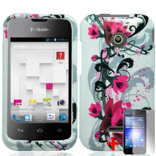 HUAWEI PRISM 2 U8686 RED FLOWER VINE WHITE COVER SNAP ON HARD CASE +FREE SCREEN PROTECTOR from [ACCESSORY ARENA]: Cell Phones & Accessories